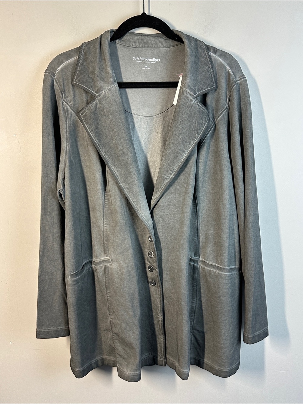 NWT Soft Surroundings Pressley Long Sleeve Button Front Jacket Blazer Size 1X